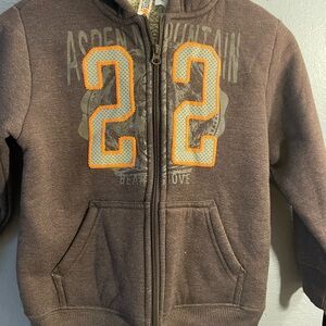 Route 66 Brown Hoodie with Orange Details